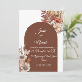 Boho bloemen Pampas trouwuitnodiging (Staand voorkant)