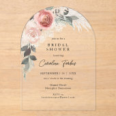 Boho, Bloemen, Pampasgras, Boog Vrijgezellenfeest Acryl Uitnodigingen (Voorkant)