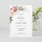 Boho, Bloemen, Pampasgras, Boog Vrijgezellenfeest Kaart (Staand voorkant)