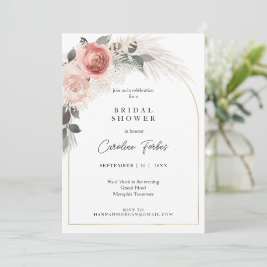 Boho, Bloemen, Pampasgras, Boog Vrijgezellenfeest Kaart (Staand voorkant)