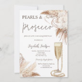Boho Bloemen Parels Prosecco Bruiloftsfeest Kaart (Voorkant)