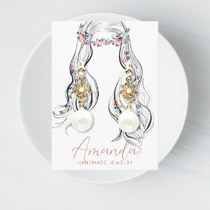 Boho Bloemen Pastel Golvende Haar Sieraden Display Visitekaartje