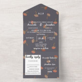 Boho Bloemen Patroon Ontwerp Monogram Bruiloft All In One Uitnodiging (Binnen)