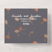 Boho Bloemen Patroon Ontwerp Monogram Bruiloft All In One Uitnodiging (Achterkant)