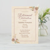 Boho Bloemen Pensioen Feest Viering Kaart (Staand voorkant)