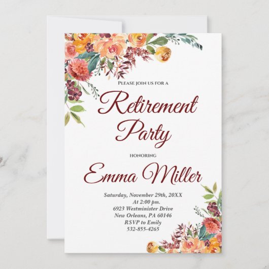 Boho Bloemen Pensioen Kaart (Voorkant)