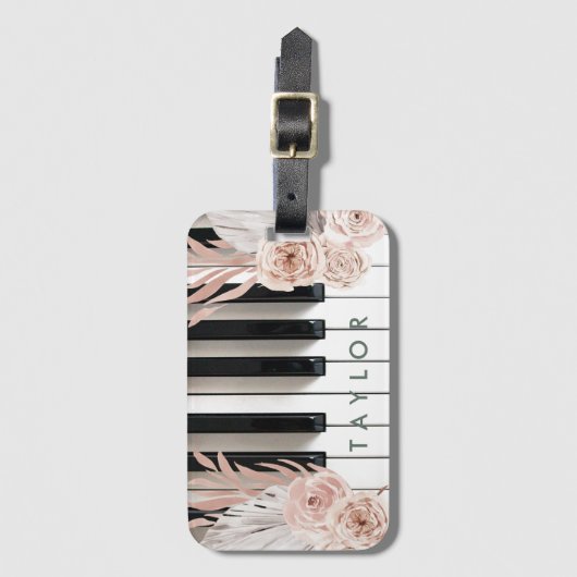 boho bloemen piano design bagagelabel (Voorkant (verticaal))