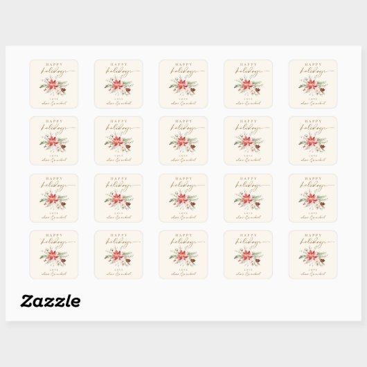 Boho  Bloemen Poinsettia Kerst sticker (Vel)