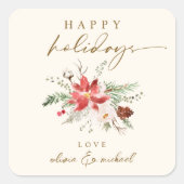 Boho  Bloemen Poinsettia Kerst sticker (Voorkant)