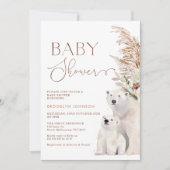 Boho Bloemen Polar Beer welp Baby shower Kaart (Voorkant)