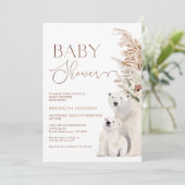 Boho Bloemen Polar Beer welp Baby shower Kaart (Staand voorkant)