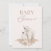 Boho Bloemen Polar Beer welp Baby shower Kaart (Achterkant)