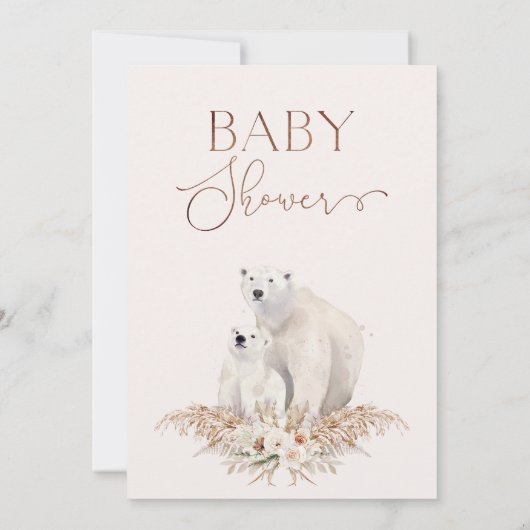 Boho Bloemen Polar Beer welp Baby shower Kaart (Achterkant)