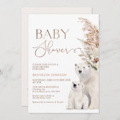 Boho Bloemen Polar Beer welp Baby shower Kaart (Voorkant / Achterkant)