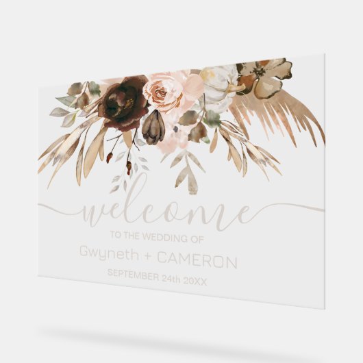 Boho Bloemen Pompoen Bruiloft welkom acryl teken Acryl Bord (Hoek)