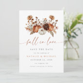 Boho Bloemen Pompoen Herfst Bruiloft Save The Date (Staand voorkant)