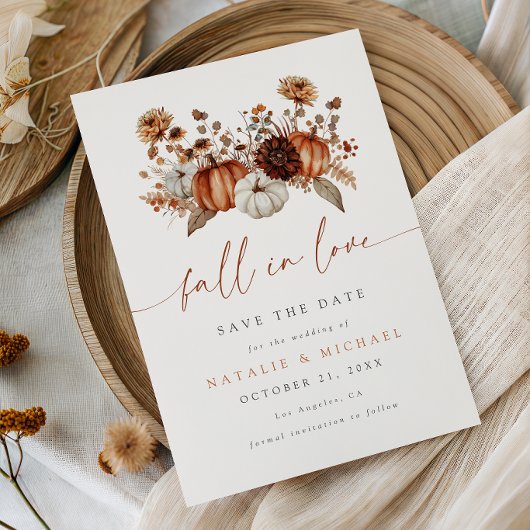 Boho Bloemen Pompoen Herfst Bruiloft Save The Date