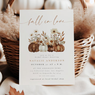 Boho Bloemen Pompoen Herfst Bruiloftsborrel Kaart