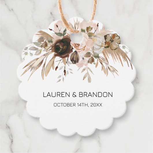 Boho Bloemen Pompoen Herfst in liefde Bedankjes Labels (Voorkant)