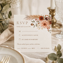 Boho Bloemen Pompoen Herfst in Liefde RSVP Kaart