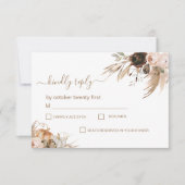 Boho Bloemen Pompoen Herfst in liefde RSVP Kaartje (Voorkant)