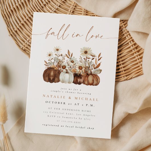 Boho Bloemen Pompoen Herfst Koppel Bruiloft Kaart