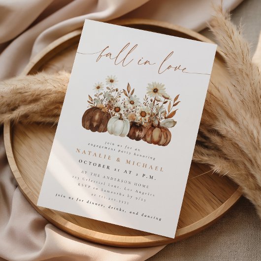 Boho Bloemen Pompoen Herfst Verlovingsfeest Kaart