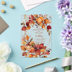 Boho Bloemen Pompoen Scrip Bruiloft Acryl Uitnodigingen