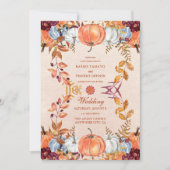 Boho Bloemen Pompoen Scrip Bruiloft Kaart (Voorkant)