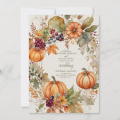 Boho Bloemen Pompoen Scrip Bruiloft Kaart (Voorkant)