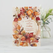 Boho Bloemen Pompoen Scrip Bruiloft Kaart (Staand voorkant)