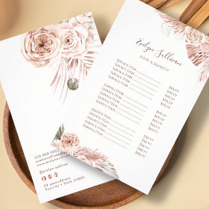 Boho bloemen prijslijst flyer