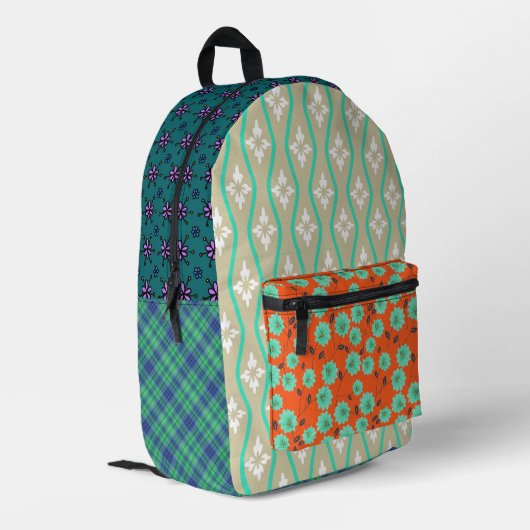 Boho Bloemen Print Cut Sew Rugzak (Achterkant Hoek Links)