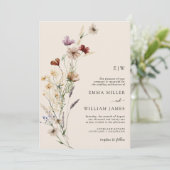 Boho Bloemen QR Code Bruiloft Kaart (Staand voorkant)