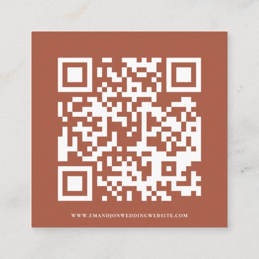 Boho Bloemen QR Code Terracotta Huwelijk RSVP Informatiekaartje (Achterkant)