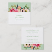 Boho bloemen rand boeket vierkante visitekaartje (Voorkant / Achterkant)