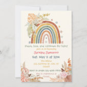 Boho Bloemen Regenboog Baby shower Kaart (Voorkant)