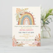 Boho Bloemen Regenboog Baby shower Kaart (Staand voorkant)