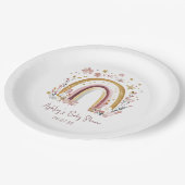 Boho Bloemen Regenboog Baby shower Papieren Bordje (Gekanteld)