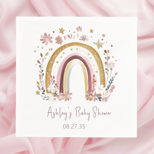 Boho Bloemen Regenboog Baby shower Servet