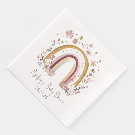 Boho Bloemen Regenboog Baby shower Servet (Hoek)