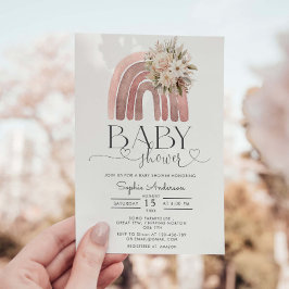Boho Bloemen Regenboog Meisje Baby shower Kaart