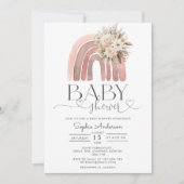 Boho Bloemen Regenboog Meisje Baby shower Kaart (Voorkant)