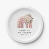 Boho Bloemen Regenboog Meisje Baby shower Papieren Bordje (Voorkant)