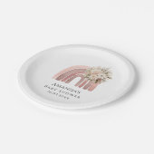 Boho Bloemen Regenboog Meisje Baby shower Papieren Bordje (Gekanteld)