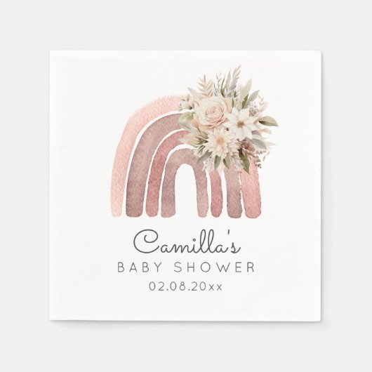 Boho Bloemen Regenboog Meisje Baby shower Servet (Voorkant)