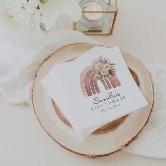 Boho Bloemen Regenboog Meisje Baby shower Servet