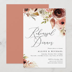 Boho Bloemen repetitie diner, aardse bloemen Kaart