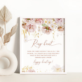 Boho bloemen ring jacht bruidsfeest spel poster