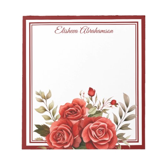 Boho Bloemen Rode Rozen Notitieblok (Voorkant)